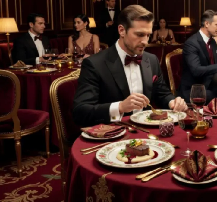 Fine dining vacsora elegáns poker asztalok mellett