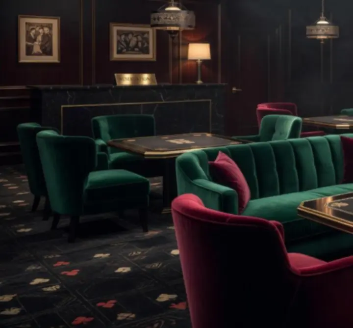 Exkluzív VIP lounge smaragd és arany enteriőrrel