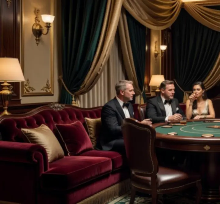 Luxus VIP póker lounge privát asztalokkal és hangulatos fényekkel